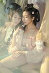 極品雙模網紅美少女火辣出鏡▌雲溪溪x奶桃▌古裝浴池嬉戲 性感肚兜誘人乳暈 濕身誘惑超寫實古代風